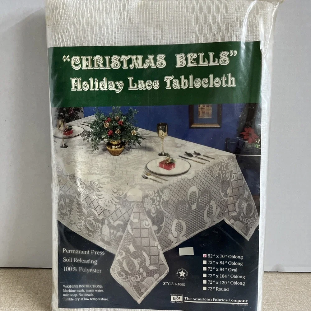 Christmas Bells Holiday Lace Tablecloth 52